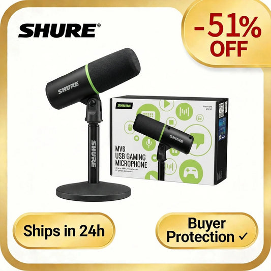 Shure MV6 USB Dynamic Microphone Professional Gaming Esports Live Streaming Mic for Desktop Computer Live Streamer